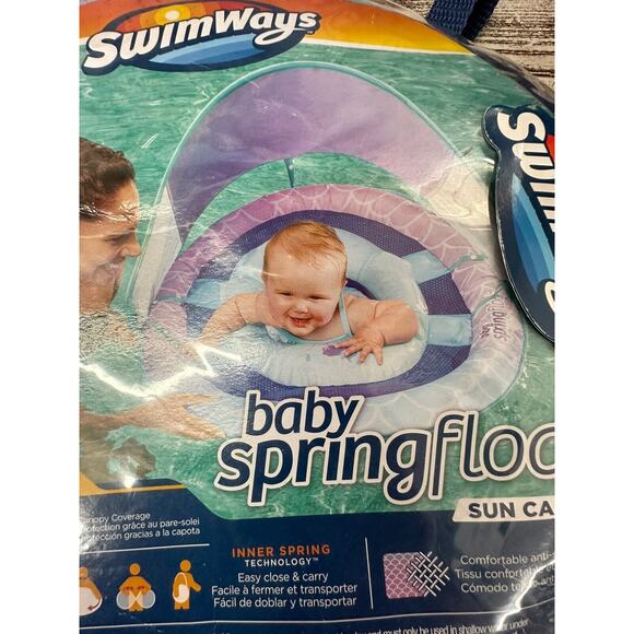 Swimways Sun Canopy Spring Float Swim Step 1 with Hyper Flate‎ Valve Purple Teal - Picture 4 of 7